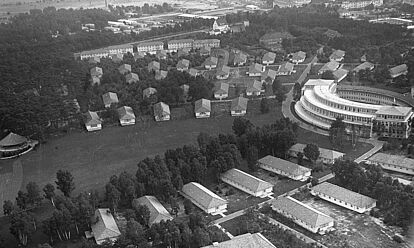 Blick auf das Gelände des Olympischen Dorfes in Elstal, 5. Juni 1936