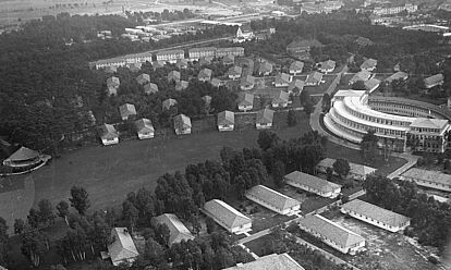 Blick auf das Gelände des Olympischen Dorfes in Elstal, 5. Juni 1936