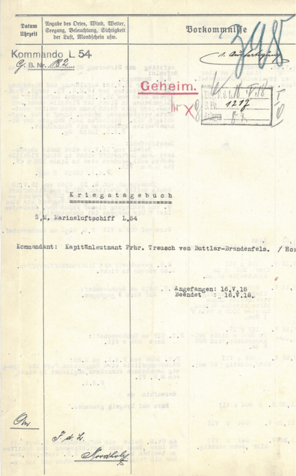 Kriegstagebuch L. 54, Seite 1
