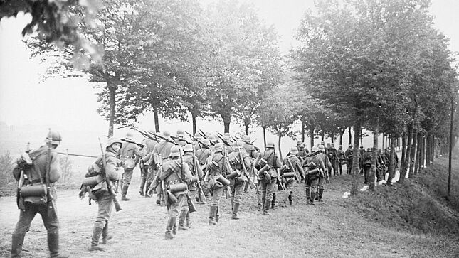 Vormarsch einer deutschen Infanterieeinheit in Polen