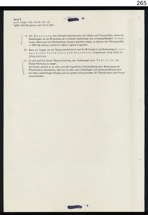 Seite 8 des Erfahrungsberichtes zur Gefechtsübung „Großer Rösselsprung“, 1969