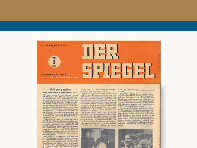 Ausstellung Rastatter Prozesse Tafel 19: Seite aus „Der Spiegel“, 21. Februar 1948