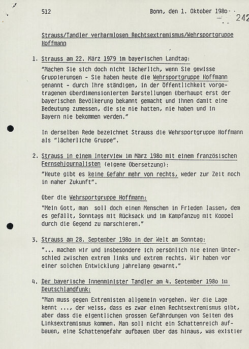 Textdokument mit nummerierten Absätzen