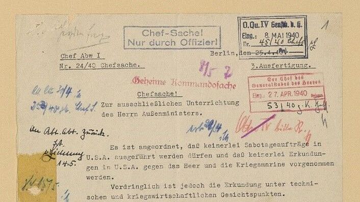 Digitalisiertes Geheimdienst-Dokument aus dem Bestand OKW / Amt Ausland / Abwehr