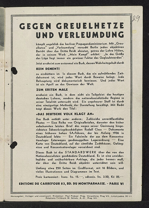 Tarnschrift „Lernen Sie das schöne Deutschland kennen“