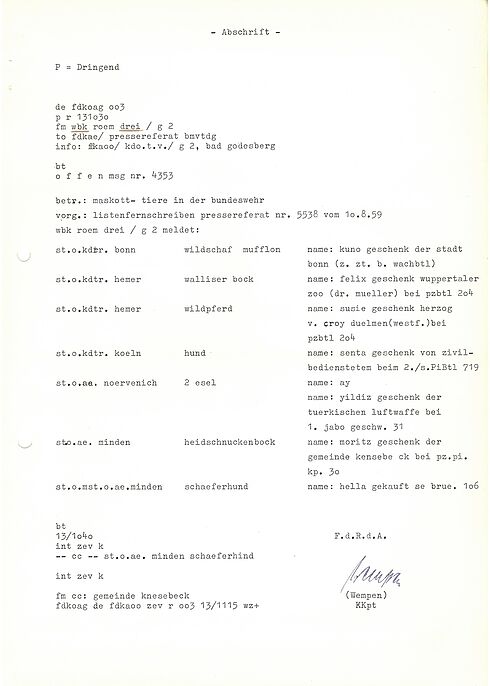 Maschinengeschriebenes Dokument