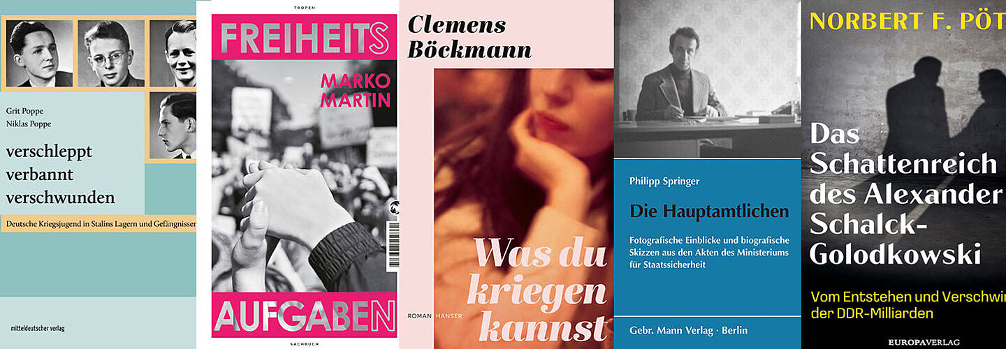 Zu sehen sind die Cover der Bücher zu den jeweiligen Veranstaltungen im Rahmen der Lesebühne