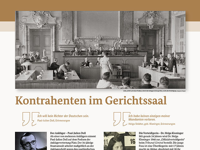 Ausstellung Rastatter Prozesse Tafel 7: „Kontrahenten im Gerichtssaal“