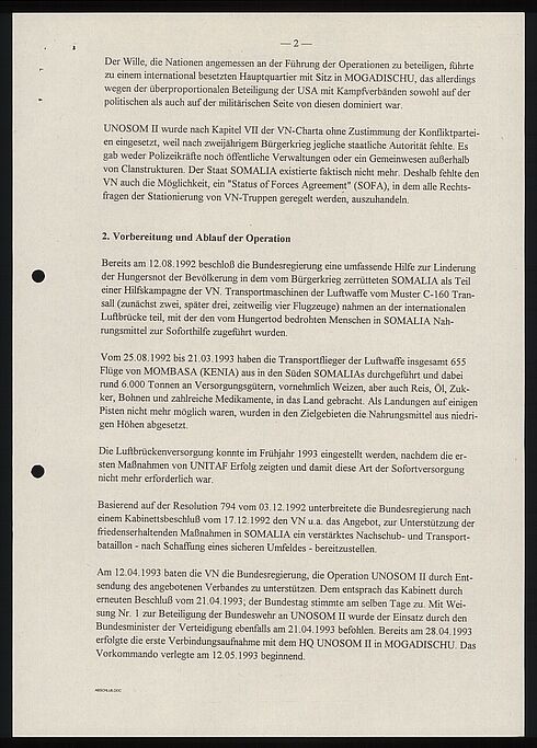 Maschinenschriftliches Dokument