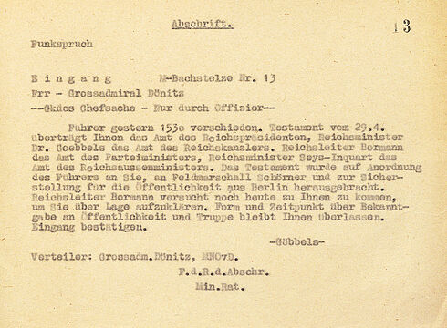 Halbseitiges Dokument in Maschinenschrift