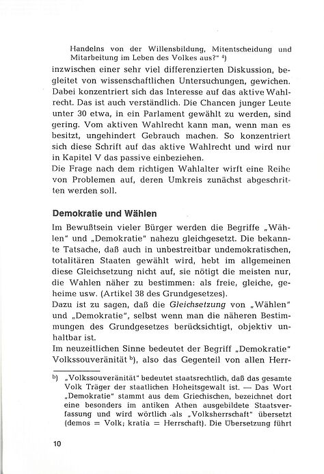 maschinentextliches Dokument mit hervorgehobener Teilüberschrift und Fußnotentext am unteren Blattrand