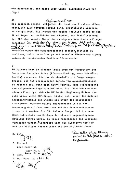 Das abgebildete Dokument zeigt das Gesprächsprotokoll vom Runden Tisch