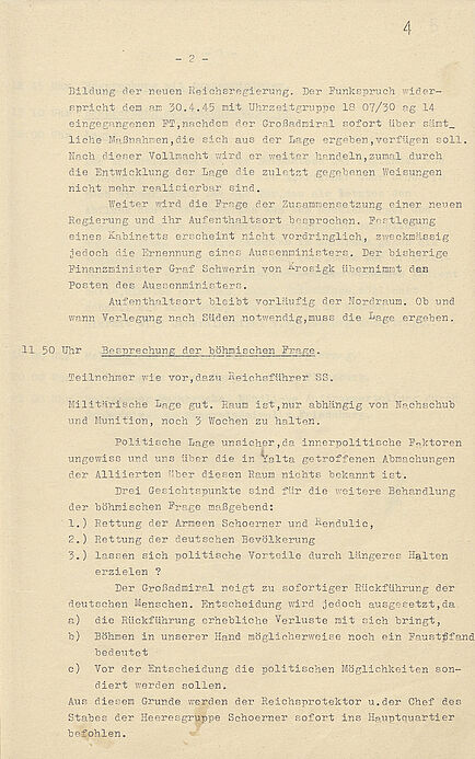 Maschinengeschriebenes Dokument mit nummerierten und strukturierten Absätzen