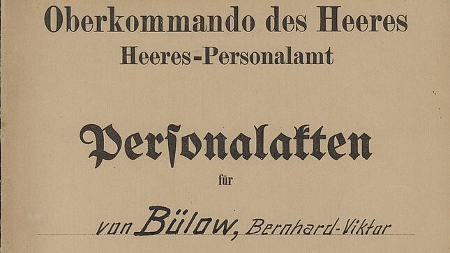 Deckblatt der Personalakte von Bernhard-Viktor von Bülow (Loriot) im Heeres-Personalamt
