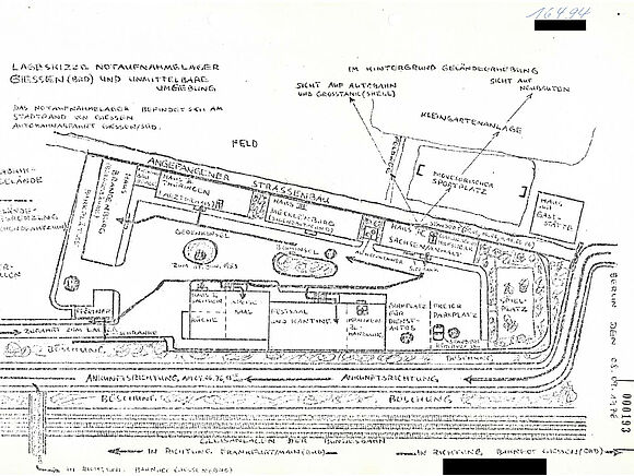 Skizze des Notaufnahmelagers Gießen