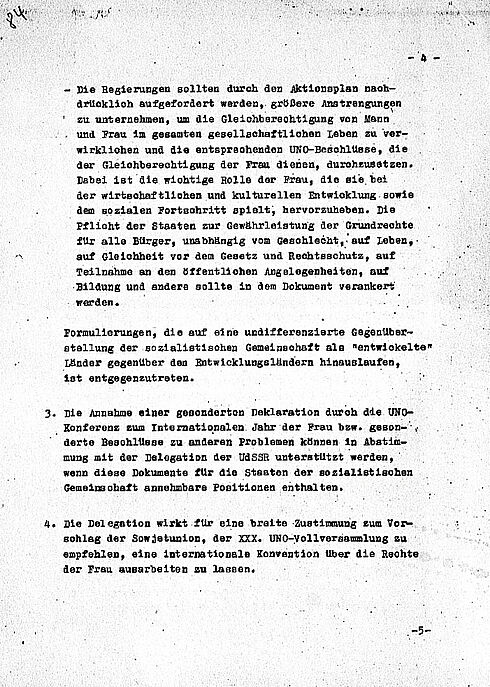 Scan des Beschlussdokumentes zur Teilnahme der DDR an der UNO-Konferenz in Mexiko inklusive der Ziele der DDR bei dieser Konferenz.