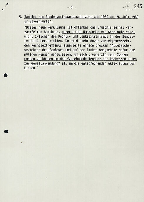 Textdokument mit nummeriertem Absatz und unterstrichenen Passagen