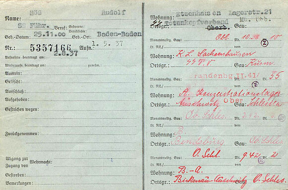 NSDAP-Mitgliederkarteikarte von Rudolf Höß