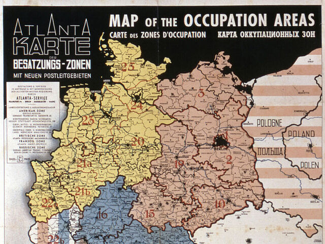 Ausstellung Rastatter Prozesse Tafel 3: „ATLANTA-Karte der Besatzungszonen“