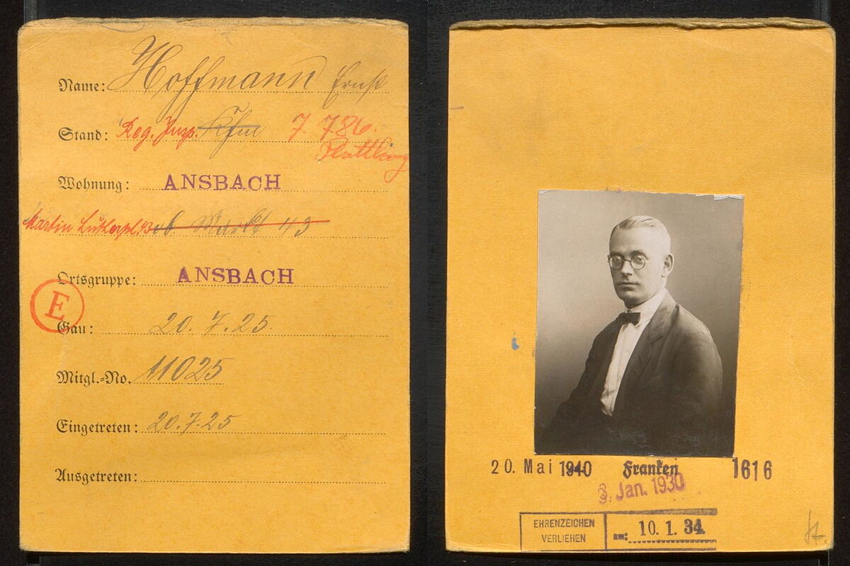 Karteikarte aus der Zentralkartei von Ernst Hoffmann Karteikarte aus der Zentralkartei von Ernst Hoffmann