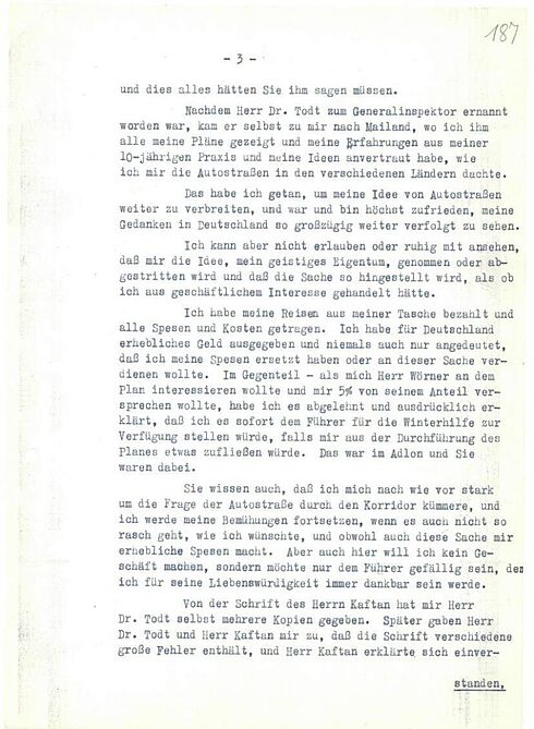 Schreiben von Piero Puricelli an Willy Hof vom 3. Dezember 1937 (Seite 3)