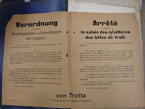Bild einer Verordnung von Generalleutnant von Trotta vom 12. Juli 1918