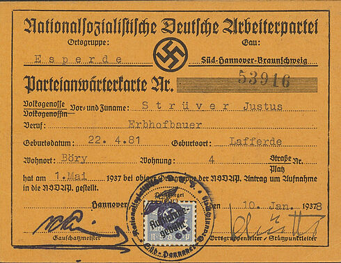 Parteianwärterkarte von Justus Strüver