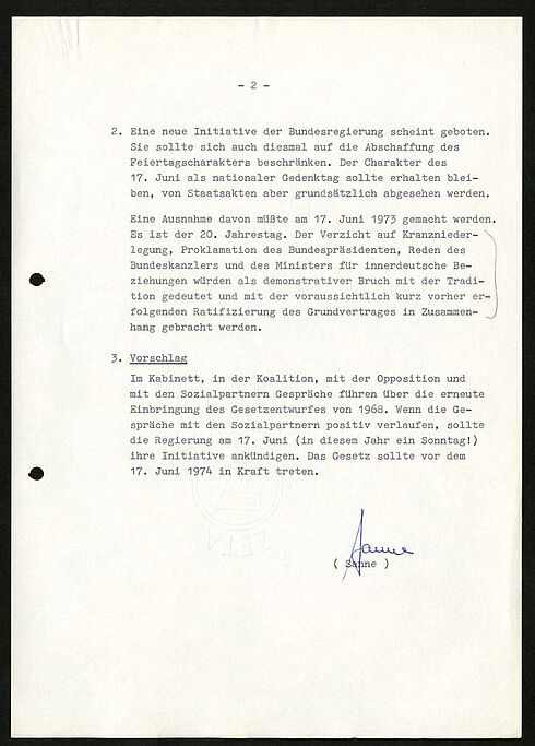 Zweite Seite des Vermerks des Ministerialdirektors Dr. Sanne im Bundeskanzleramt vom 26. Januar 1973