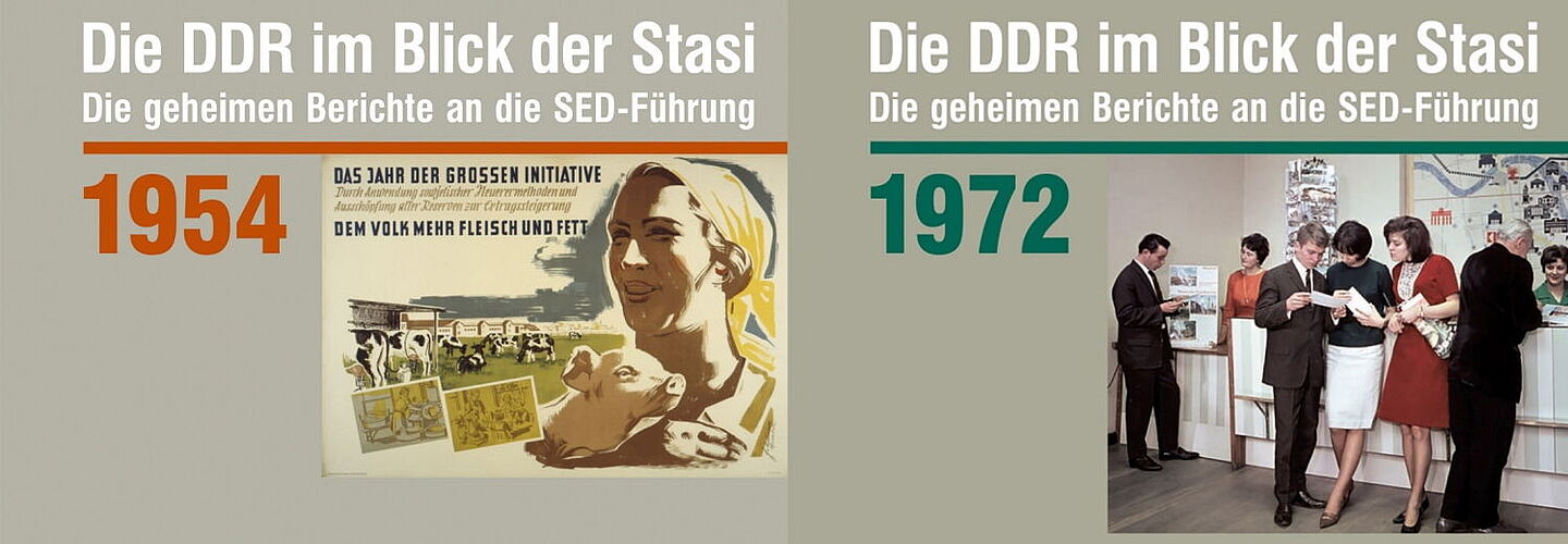 Cover der Bände 1954 und 1972 der Edition „Die DDR im Blick der Stasi“