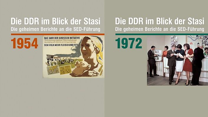 Cover der Bände 1954 und 1972 der Edition „Die DDR im Blick der Stasi“