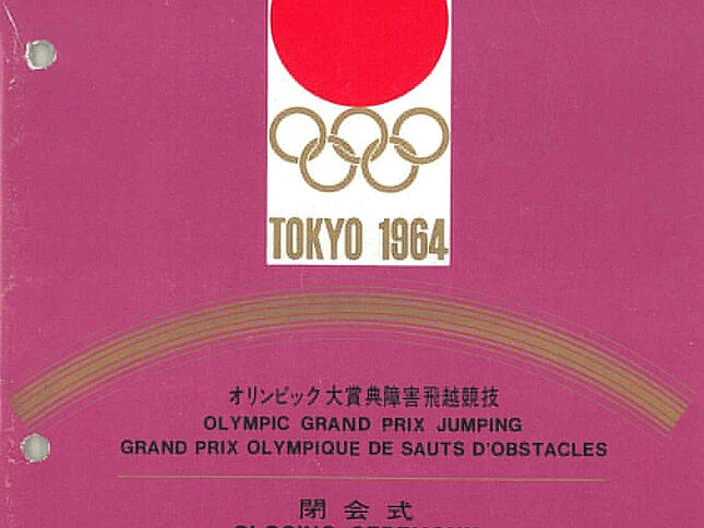 Programmheft für die Abschlussveranstaltung zu den Olympischen Sommerspielen in Tokio am 24. Oktober 1964