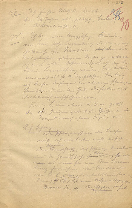 händisch mit vermutlich einem Bleistift geschriebenes Dokument mit einigen durchgestrichenen Wörtern