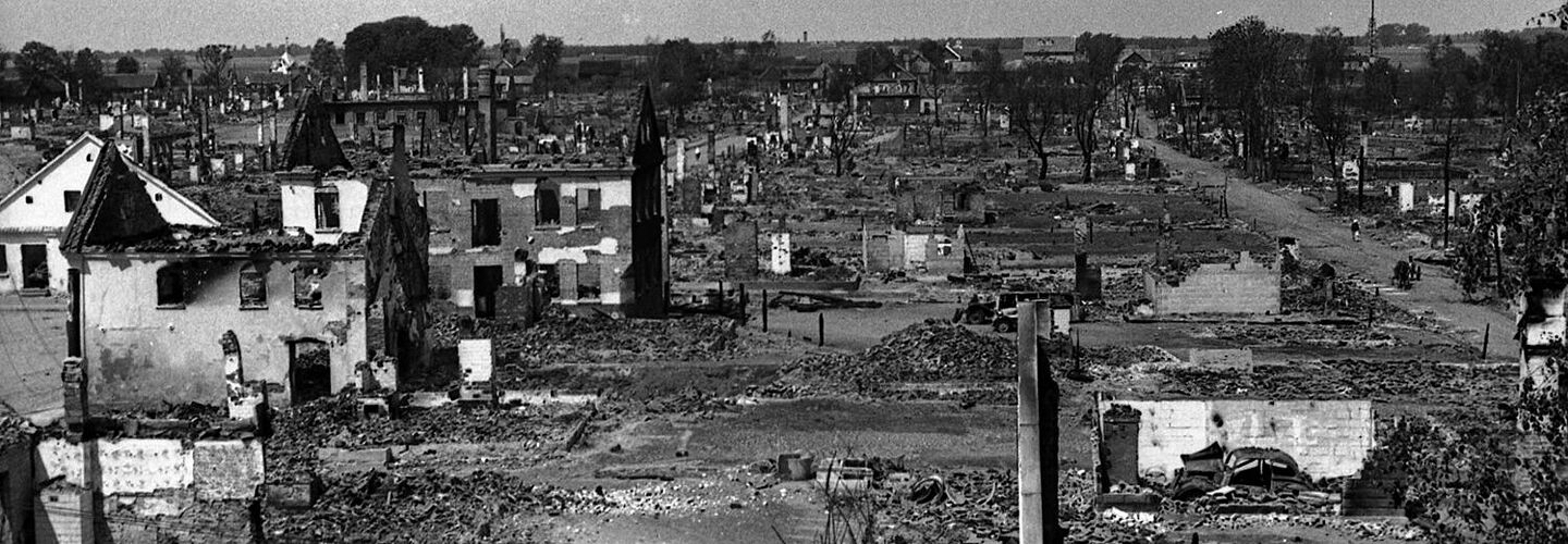 Blick auf die zerstörte Stadt Bialystok
