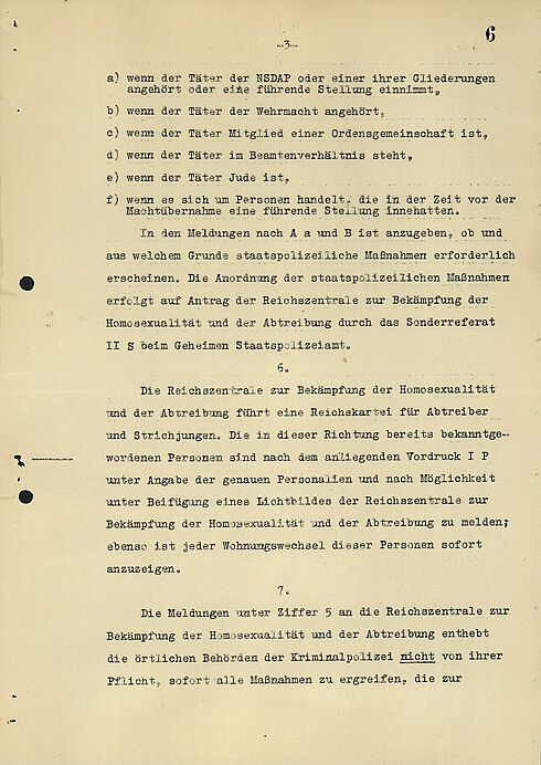 Geheimerlass Heinrich Himmlers zur Gründung der „Reichszentrale zur Bekämpfung der Homosexualität und der Abtreibung“, 10. Oktober 1936 Geheimerlass Heinrich Himmlers zur Gründung der „Reichszentrale zur Bekämpfung der Homosexualität und der Abtreibung“, 10. Oktober 1936