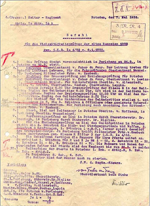 Befehl zur Vielseitigkeitsprüfung der Remonten