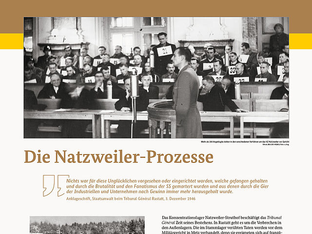 Ausstellung Rastatter Prozesse Tafel 12: "Die Natzweiler-Prozesse"