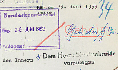 Mitteilung des Verfassungsschutzes an das Bundeskanzleramt, 23.6.1953, BArch, B 136-52355 (Ausschnitt)
