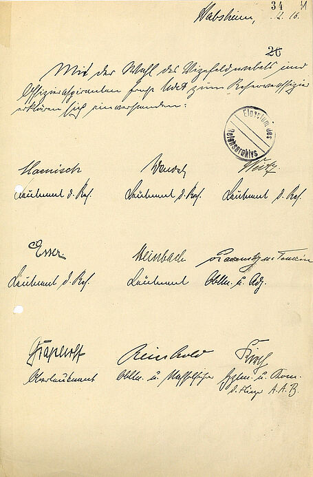 Handschriftliches Schriftgut mit vielen Unterschriften