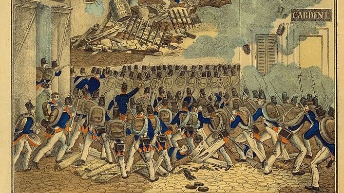 Erstürmung der Barrikade in der Toengesgasse in Frankfurt am 18. September 1848