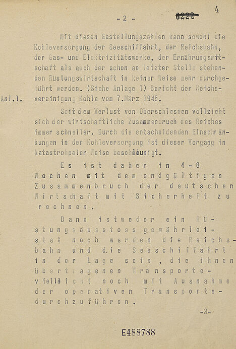 Zweite Seite eines zehnseitigen Berichts in Maschinenschrift mit Passagen in Sperrschrift