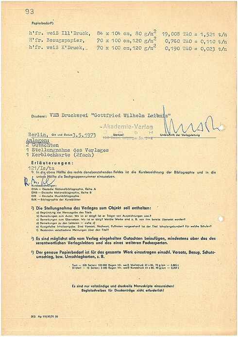 Antrag auf Druckgenehmigung für das Werk "Von Sarajevo bis Versailles", 1974, Seite 2