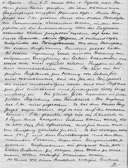 Tagebucheintrag Johann-Bernhard Mann vom 6. Juli 1914