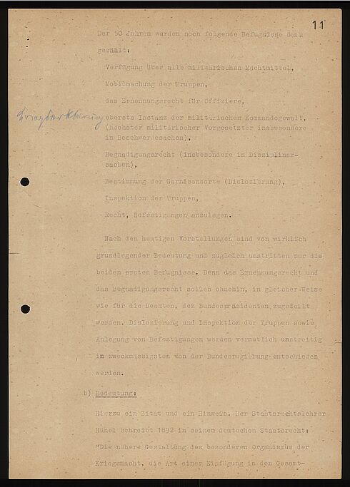 Vortragsvermerk vom 21. Dezember 1953