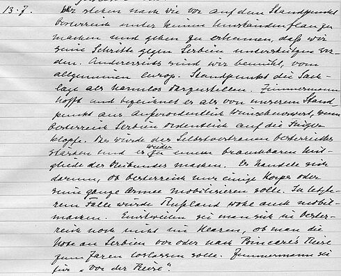 Tagebucheintrag Johann-Bernhard Mann vom 13. Juli 1914