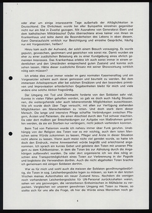 Erfahrungsbericht des Katholischen StandErfahrungsbericht des Katholischen Standortpfarrers München I über seinen Einsatz als Militärpfarrer in Kambodscha, 5. Dezember 1993 (Seite 4)ortpfarrers München I über seinen Einsatz als Militärpfarrer in Kam Maschinenschriftliches Dokument