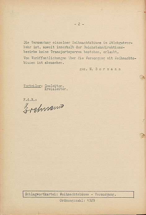 Zweite Seite eines Rundschreibens in Maschinentext mit händischer Unterschrift