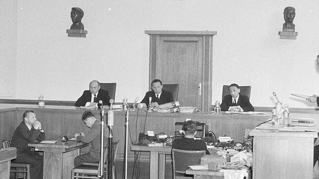 Prozess gegen Wilhelm Lehmann u. a. vor dem Obersten Gericht, 1955.