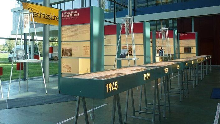 Das Bild zeigt einen Teil der Wanderausstellung 'Feind ist wer anders denkt' im Museum Bayrisches Vogtland in Hof.