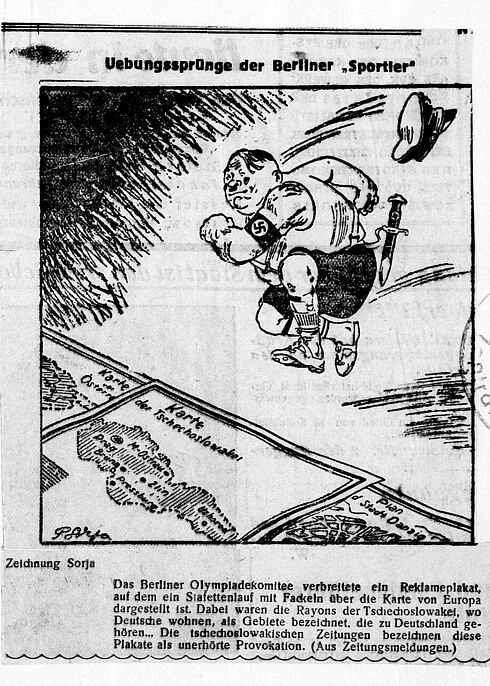 Karikatur aus der Zeitung „Nachrichten der Wolgadeutschen“ vom 15. Juli 1936
