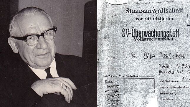 Deckblatt des Vollstreckungsheftes und Foto von Otto Fleischer